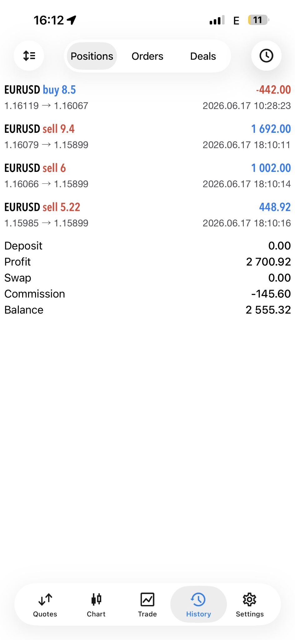MT5 Profit Screen